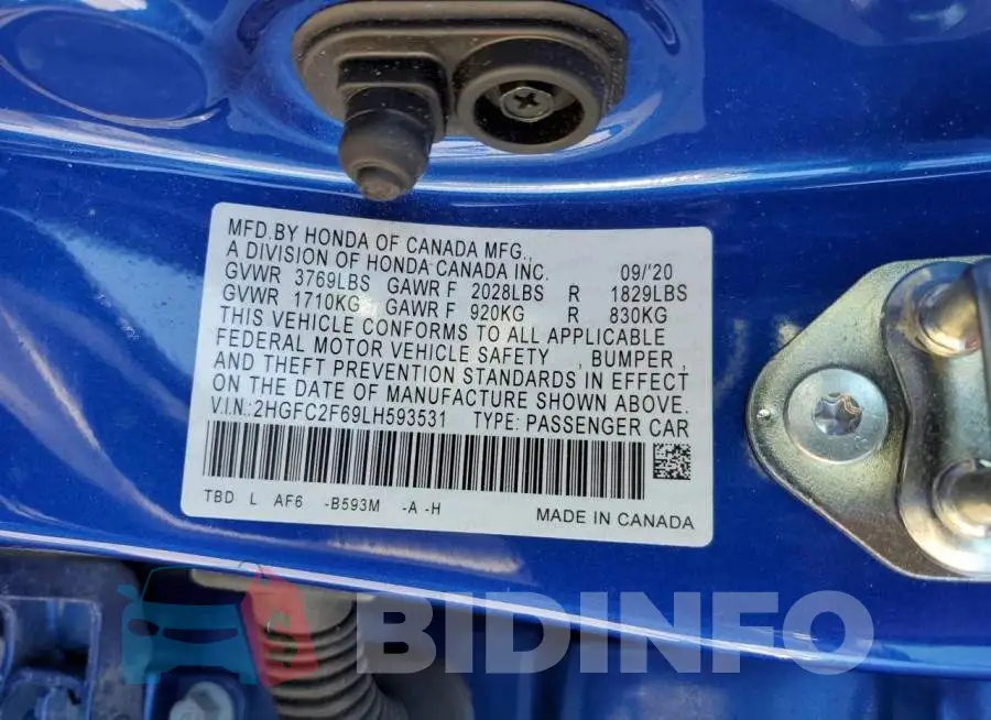 2HGFC2F69LH593531 Photo# 12