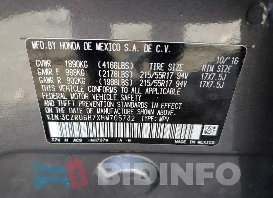 3CZRU6H7XHM705732 Photo# 13