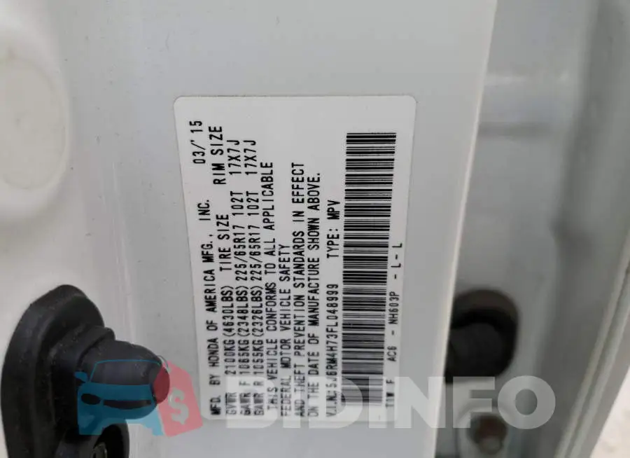 5J6RM4H73FL048999 Photo# 12