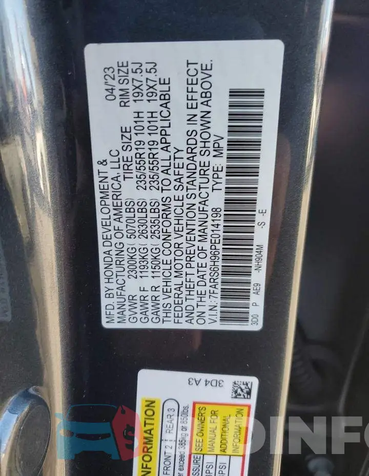 7FARS6H96PE014198 Photo# 13