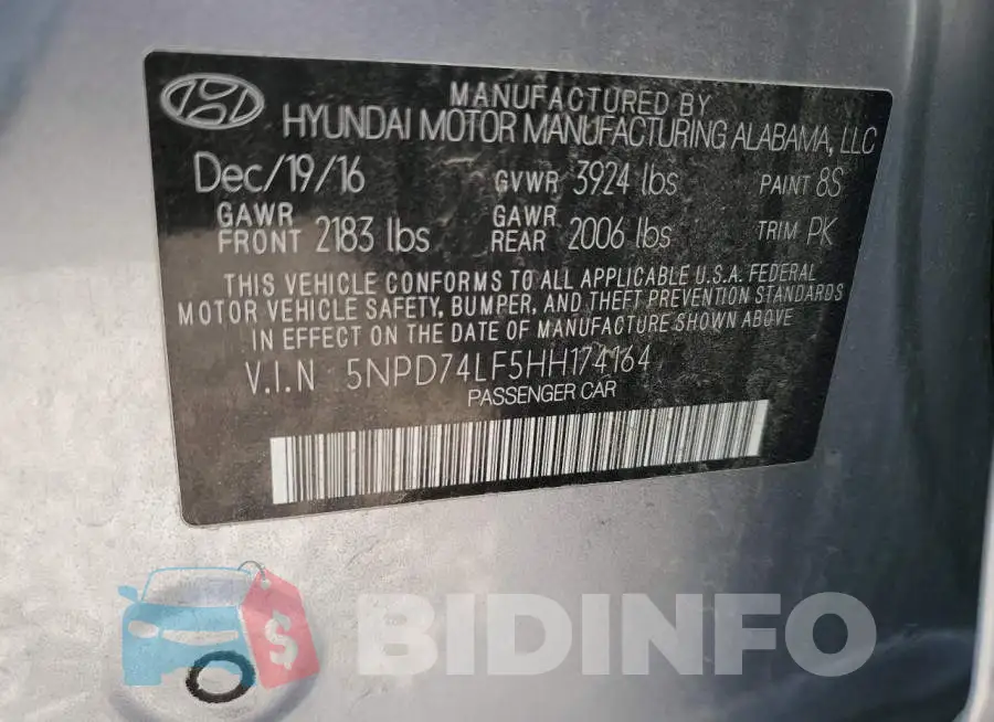 5NPD74LF5HH174164 Photo# 12