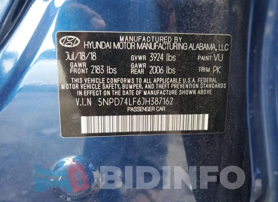 5NPD74LF6JH387162 Photo# 12