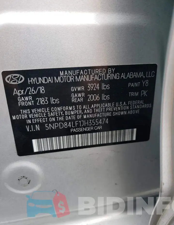 5NPD84LF1JH355474 Photo# 13