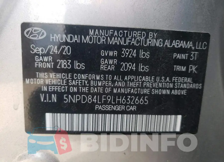 5NPD84LF9LH632665 Photo# 12