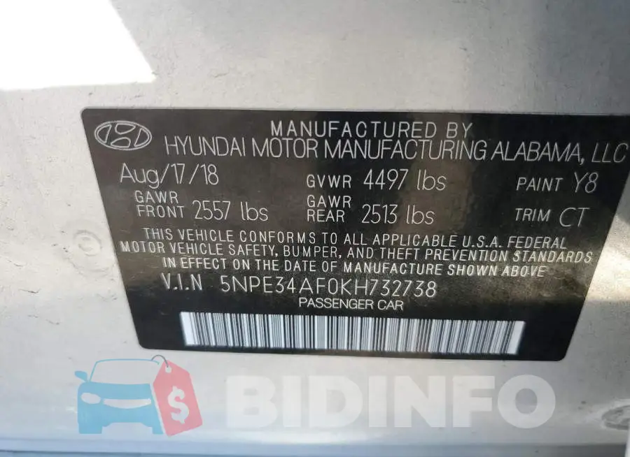 5NPE34AF0KH732738 Photo# 12