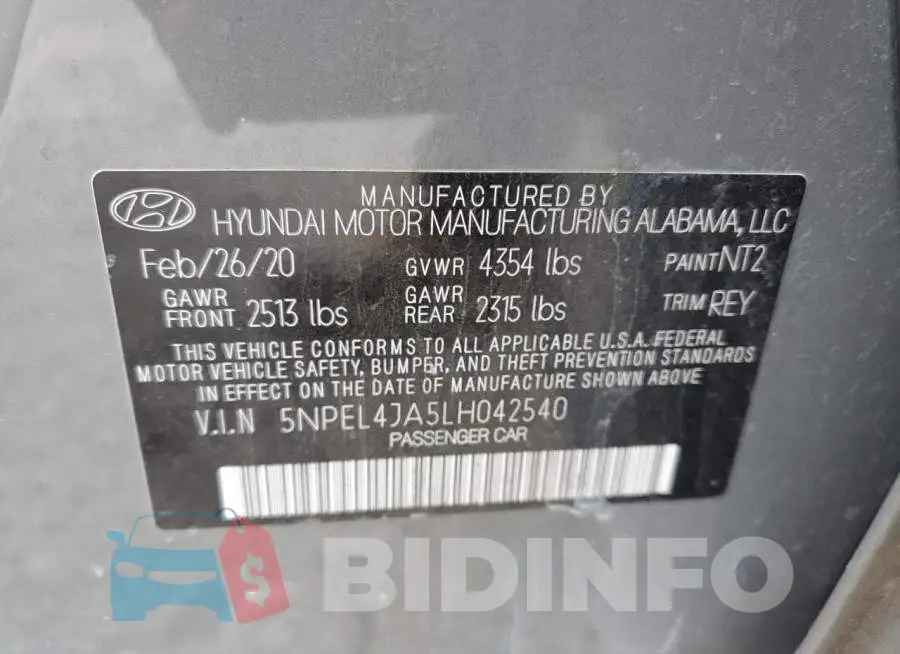 5NPEL4JA5LH042540 Photo# 12