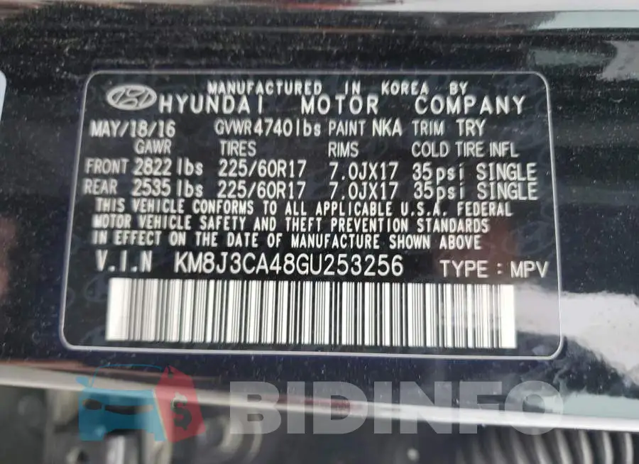KM8J3CA48GU253256 Photo# 13