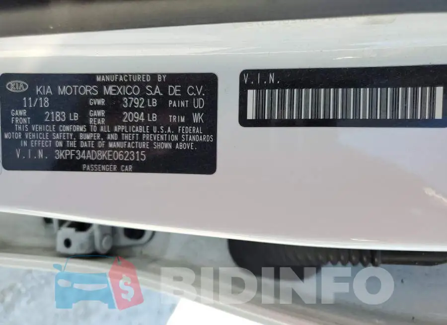 3KPF34AD8KE062315 Photo# 12