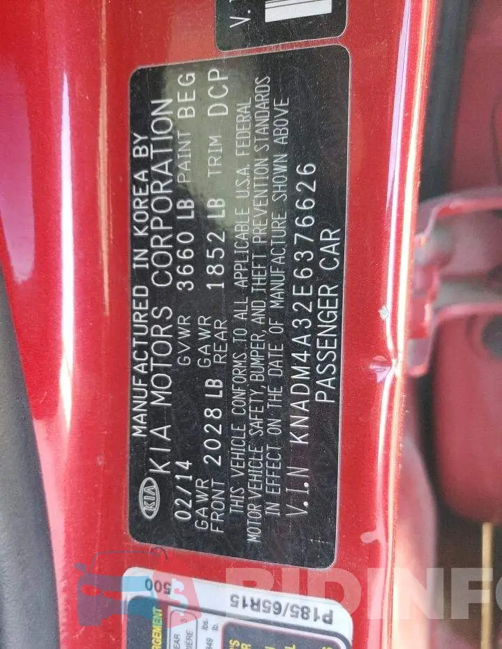 KNADM4A32E6376626 Photo# 12