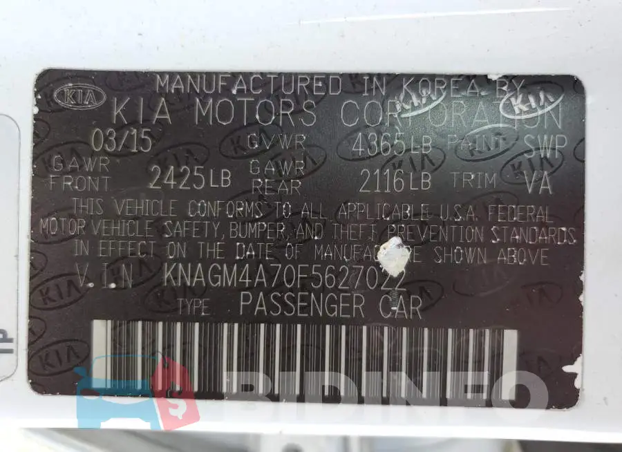 KNAGM4A70F5627022 Photo# 12