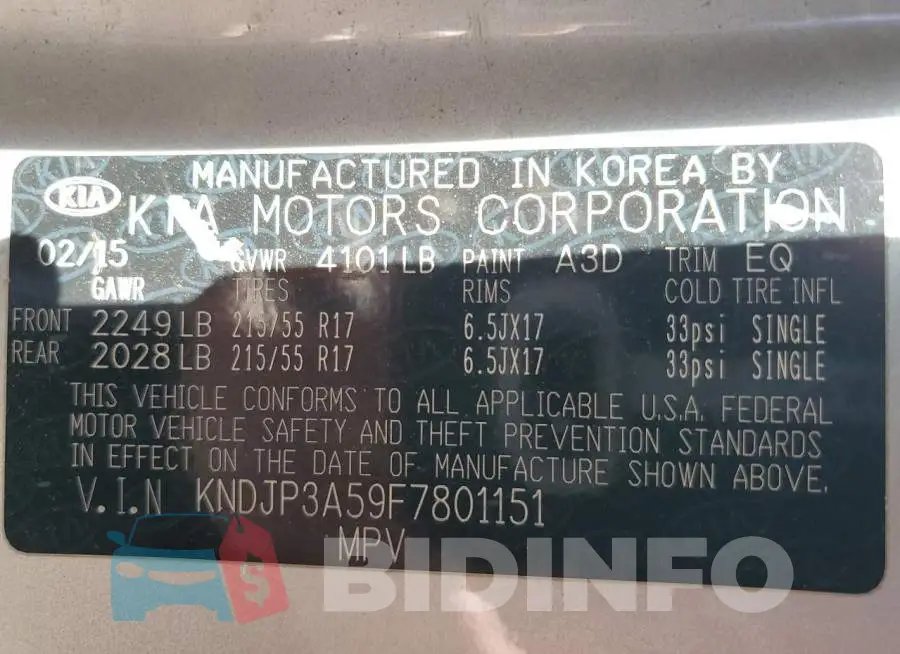 KNDJP3A59F7801151 Photo# 12