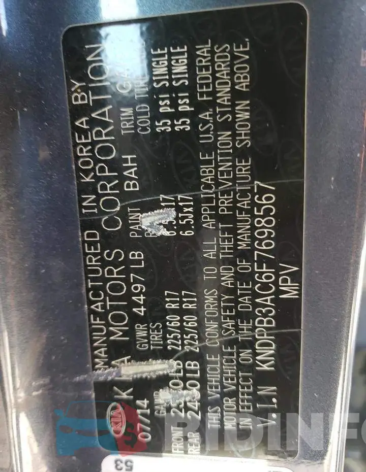 KNDPB3AC6F7698567 Photo# 13