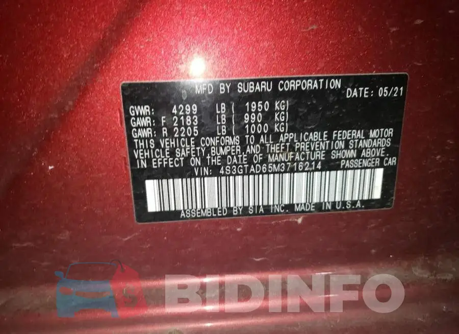 4S3GTAD65M3716214 Photo# 12