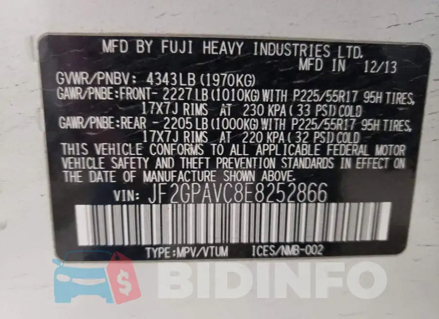 JF2GPAVC8E8252866 Photo# 13