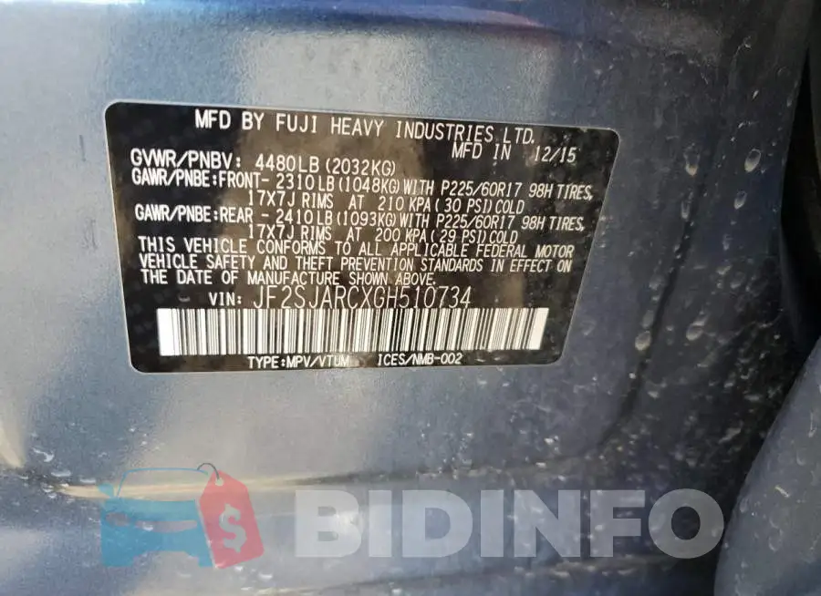 JF2SJARCXGH510734 Photo# 12