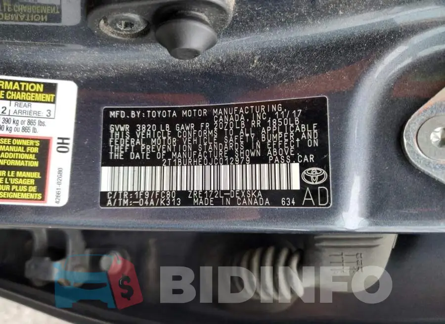 2T1BURHE0JC012979 Photo# 12