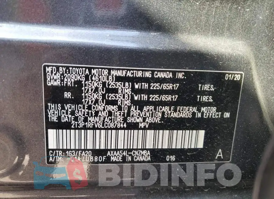 2T3P1RFV6LC087844 Photo# 12
