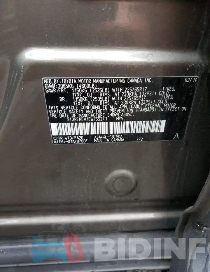 2T3RFREV1EW155271 Photo# 12
