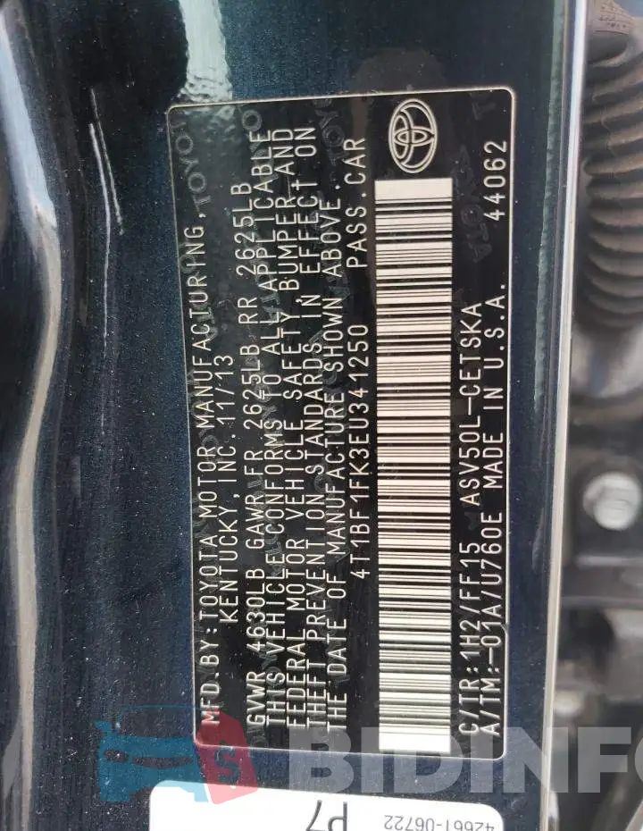 4T1BF1FK3EU341250 Photo# 12