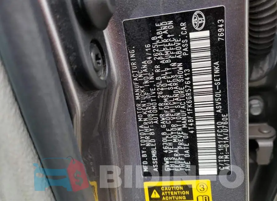 4T4BF1FK6GR576413 Photo# 12