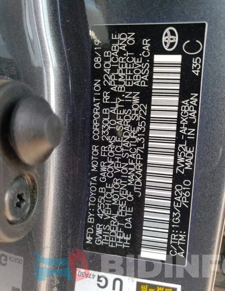 JTDKARFP7L3135722 Photo# 12