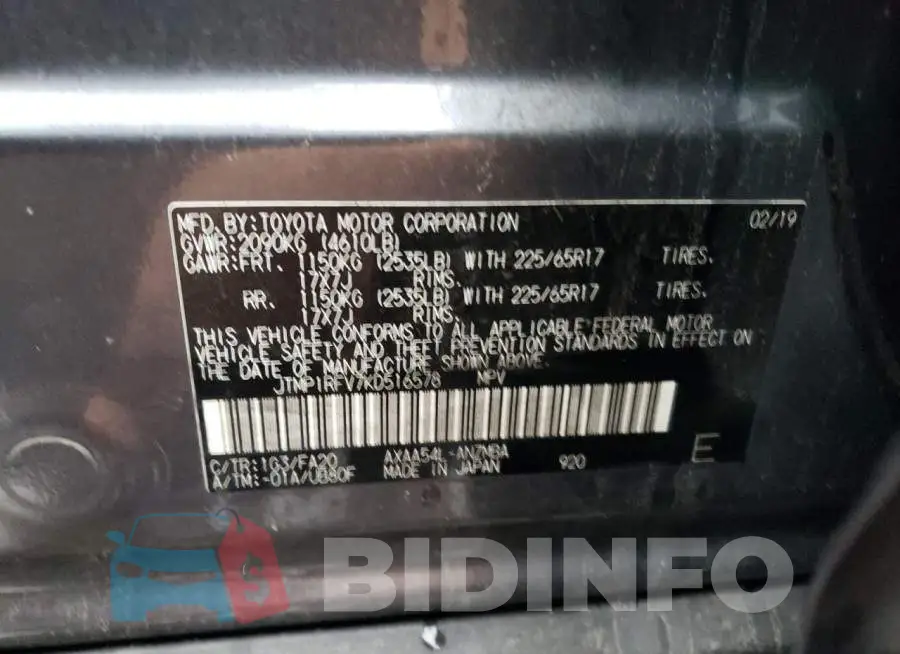JTMP1RFV7KD516578 Photo# 13