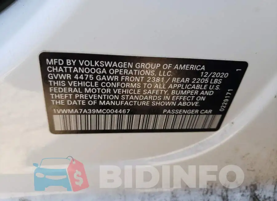 1VWMA7A39MC004467 Photo# 12