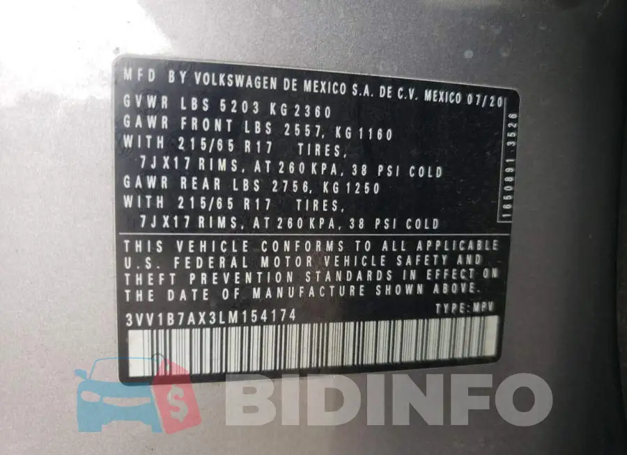 3VV1B7AX3LM154174 Photo# 12