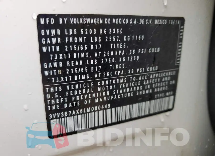 3VV3B7AX6LM080449 Photo# 12