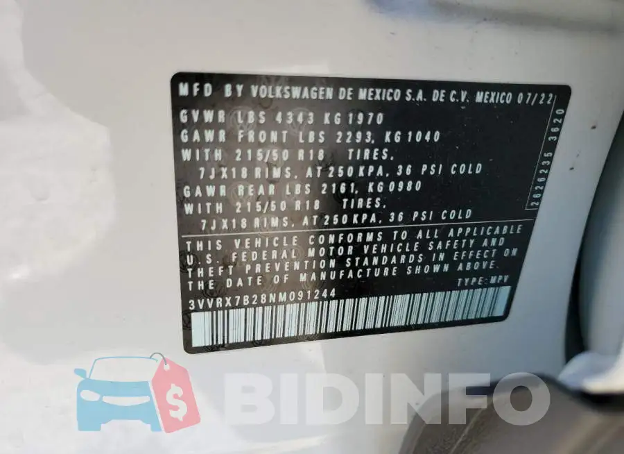 3VVRX7B28NM091244 Photo# 14