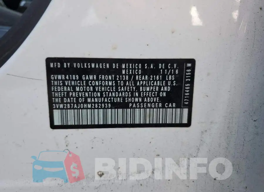 3VW2B7AJ0HM282939 Photo# 12