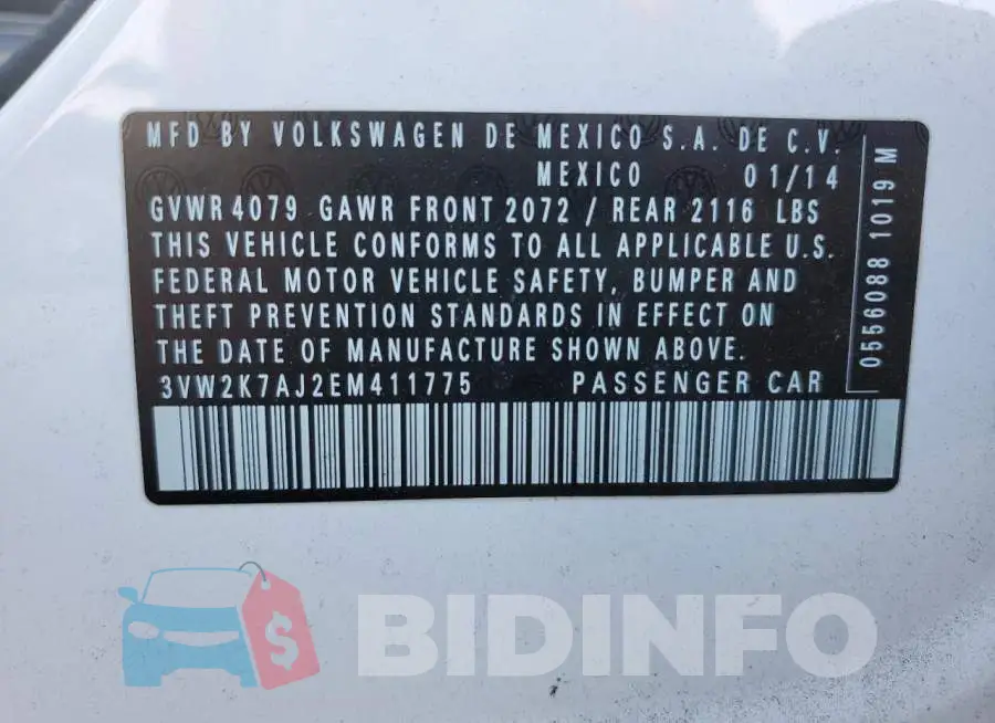 3VW2K7AJ2EM411775 Photo# 12
