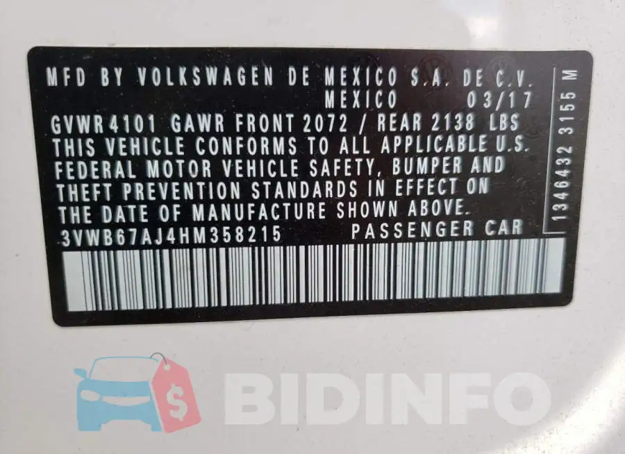 3VWB67AJ4HM358215 Photo# 12