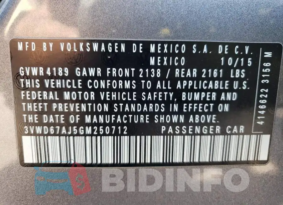 3VWD67AJ5GM250712 Photo# 12