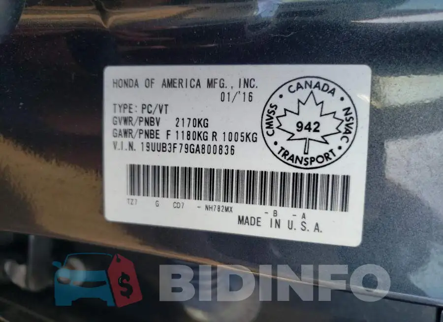 19UUB3F79GA800836 Photo# 12
