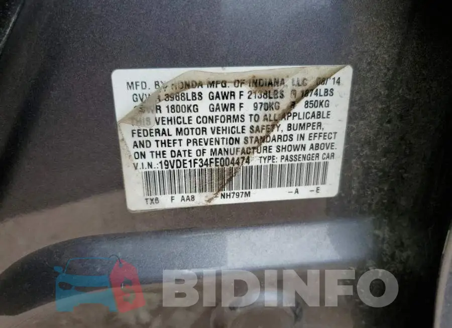 19VDE1F34FE004474 Photo# 12