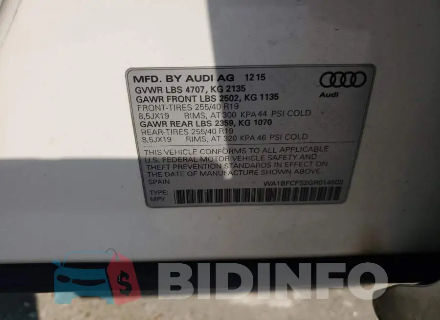 WA1BFCFS2GR014502 Photo# 13