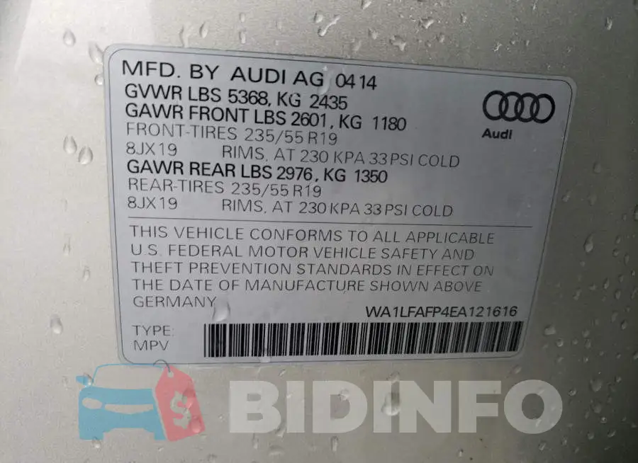 WA1LFAFP4EA121616 Photo# 12