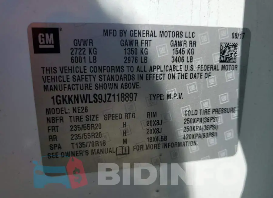1GKKNWLS9JZ118897 Photo# 12