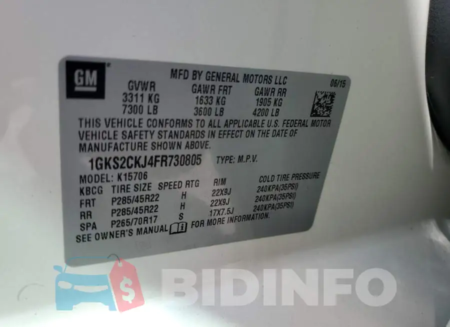 1GKS2CKJ4FR730805 Photo# 13