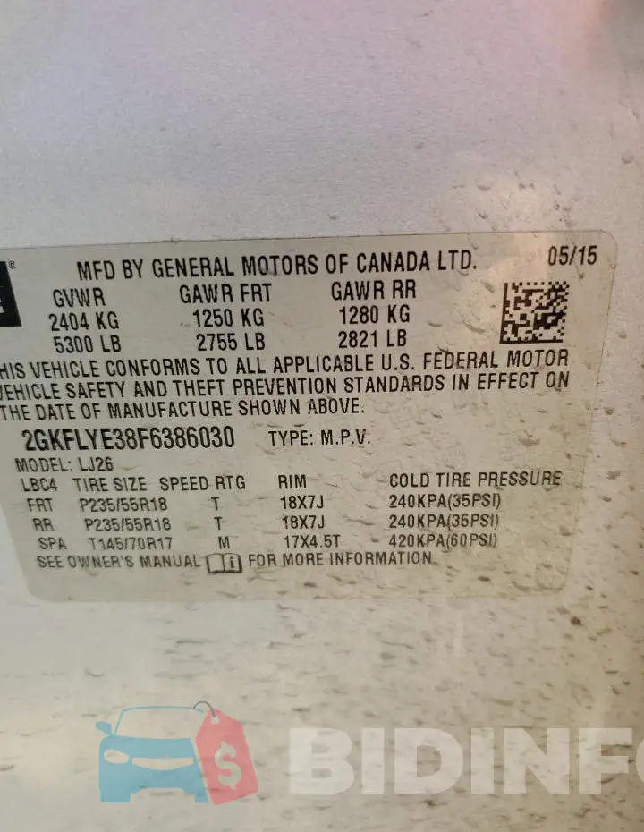 2GKFLYE38F6386030 Photo# 13