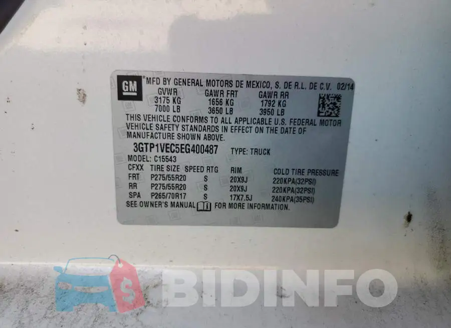 3GTP1VEC5EG400487 Photo# 12