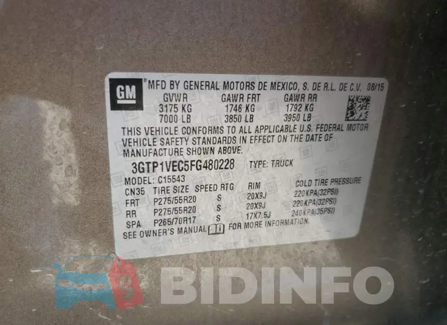 3GTP1VEC5FG480228 Photo# 13