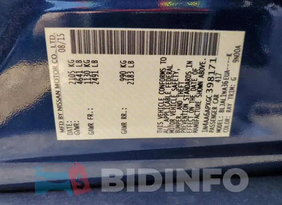 1N4AA6APXGC398171 Photo# 12