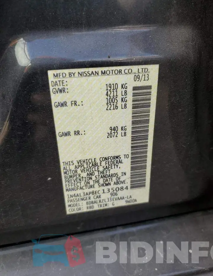 1N4AL3AP8EC135084 Photo# 12