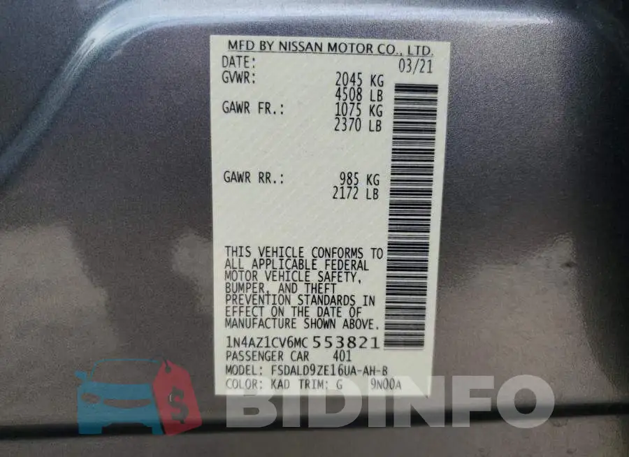 1N4AZ1CV6MC553821 Photo# 12