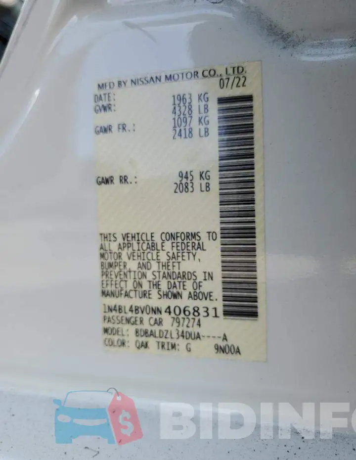 1N4BL4BV0NN406831 Photo# 13