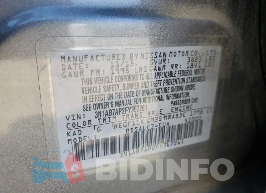3N1AB7AP2FY367261 Photo# 12