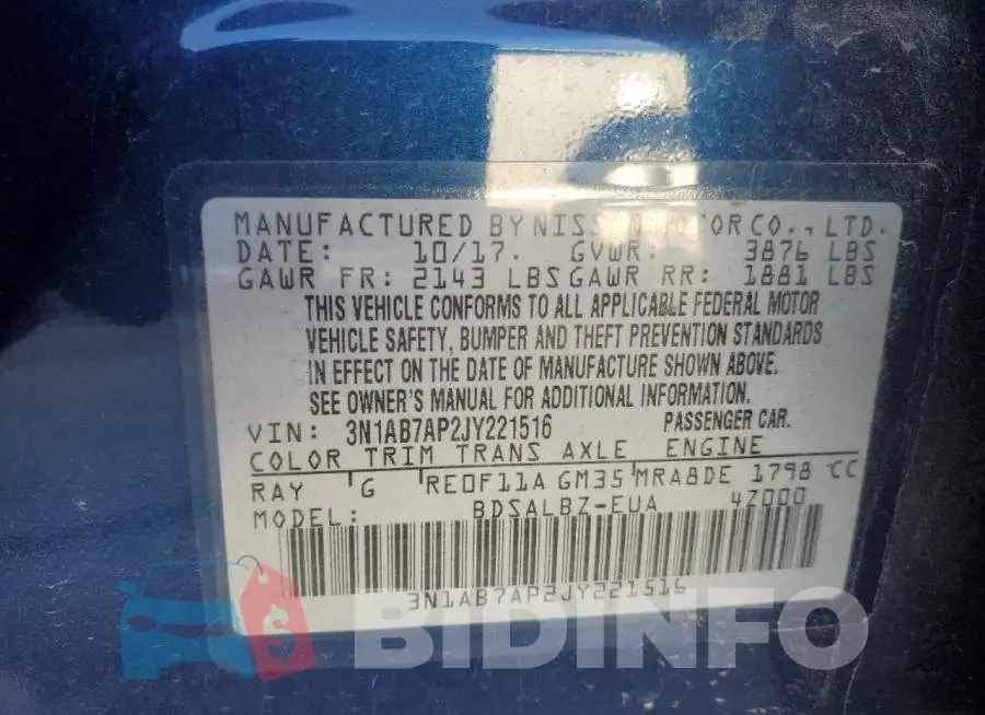 3N1AB7AP2JY221516 Photo# 13