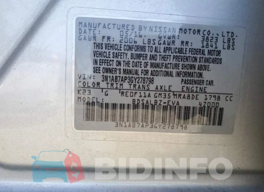 3N1AB7AP3GY278798 Photo# 12